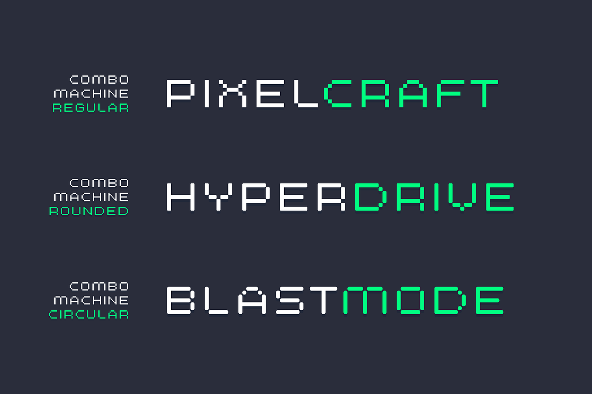 Combo Machine - Pixel Typeface, a Sans Serif Font by alpercakici (Photo 6 of 22)