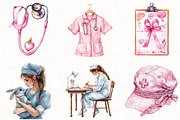Watercolor Coquette Nurse Clipart, an Illustration by OK Design (Thumbnail 3 of 5)