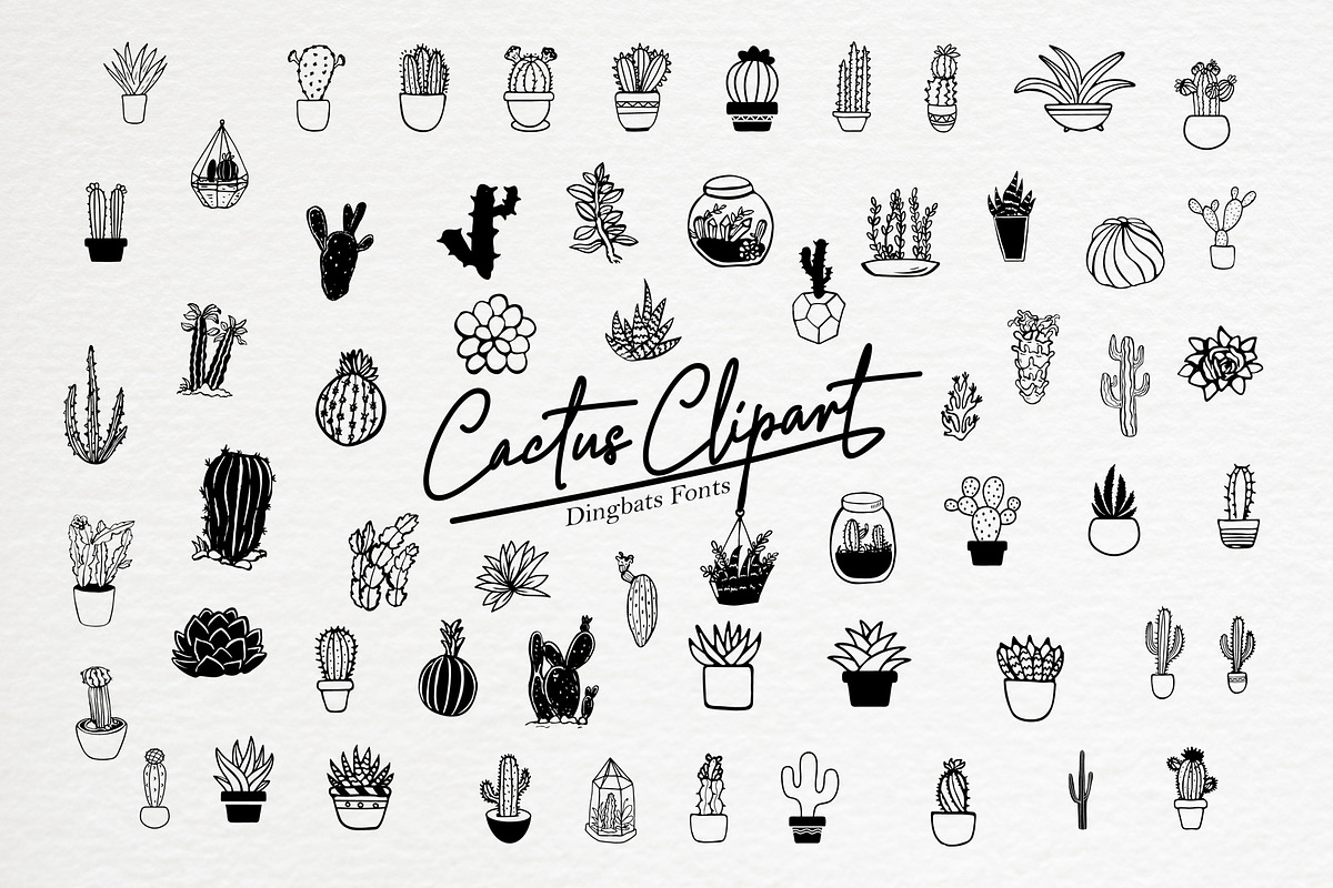 Cactus Clipart, a Symbol Font by iyhulmonsta (Photo 1 of 5)