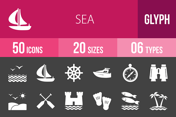 50 Sea Glyph Inverted Icons preview 4