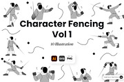 Character Fencing Vol. 1 Doodle, a Sport Illustration by SLAB! Design (Thumbnail 1 of 3)
