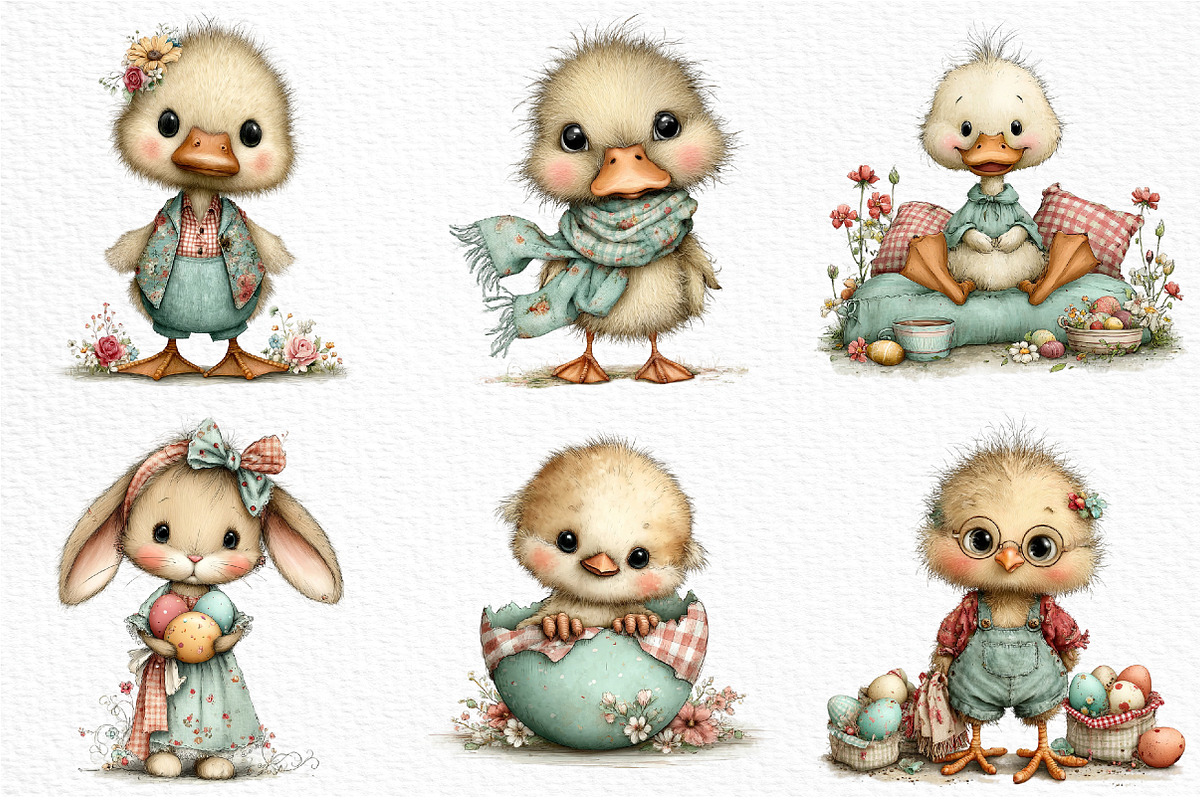 Whimsical Easter Gingham Clipart, an Illustration by Craft Nest (Photo 5 of 11)
