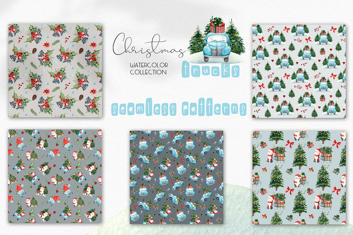 Watercolor Christmas trucks, an Object Graphic by Ana-Sakuta (Photo 15 of 19)