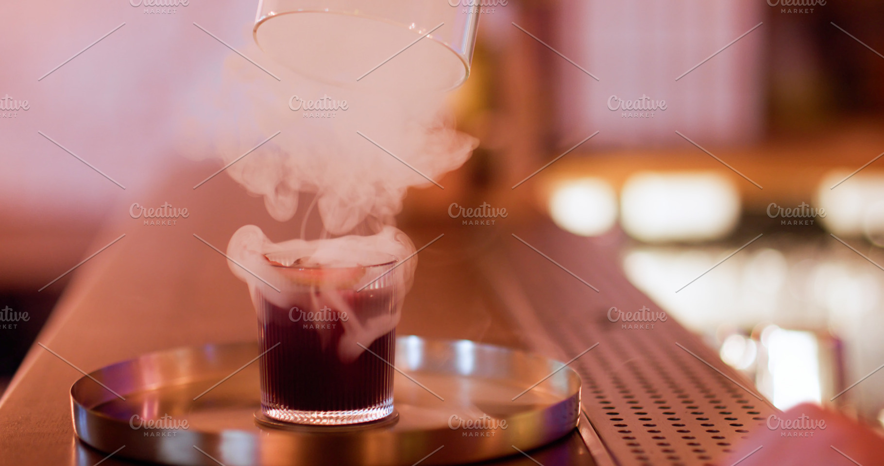 Drink presentation cocktail fume glass alcoholic, a Food & Drink Photo by Photo Drive Studio