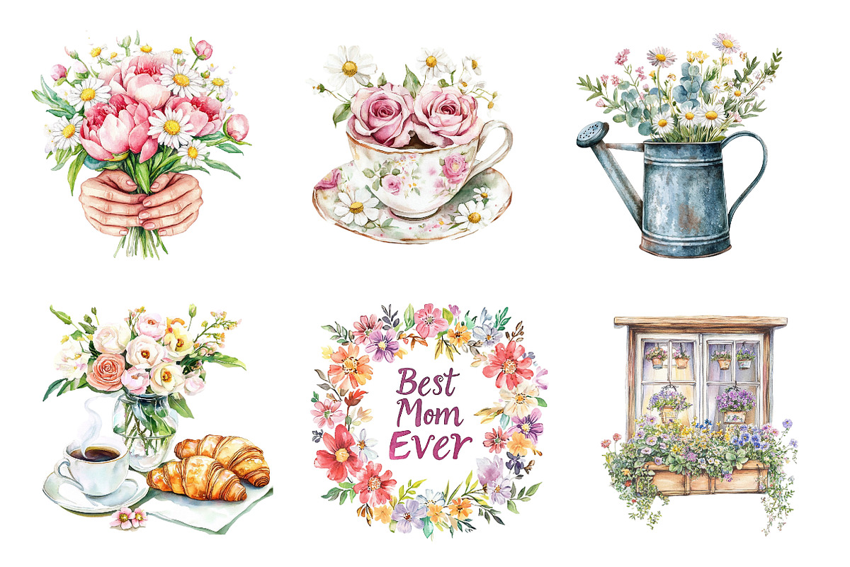 Floral Mothers Day Clipart, an Illustration by CreationArt (Photo 5 of 5)