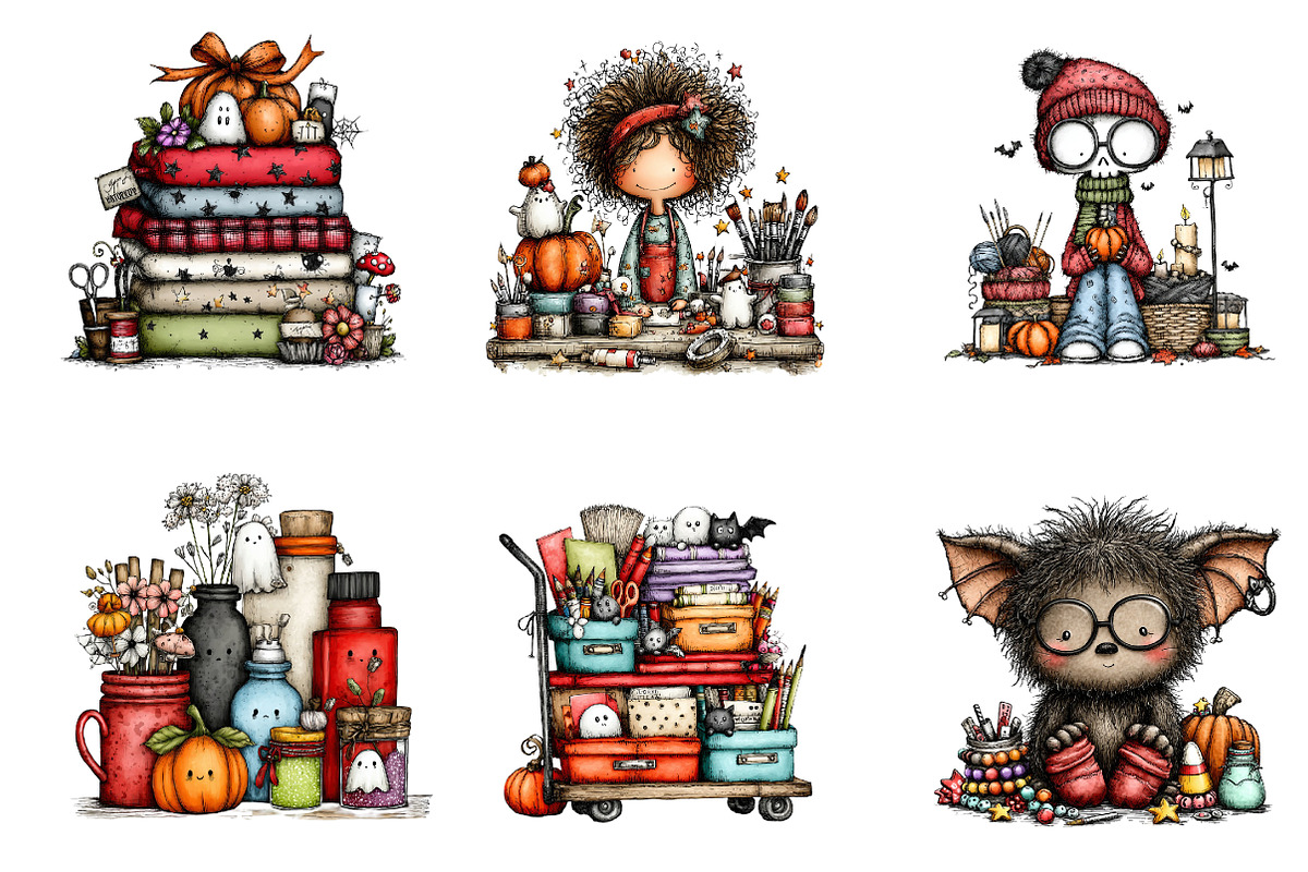 Halloween Crafting Clipart Bundle, a Seasonal Illustration by CreationArt (Photo 7 of 7)