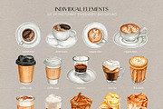 Coffee Watercolor Collection, a Food Illustration by CrystalinaShop (Thumbnail 2 of 6)