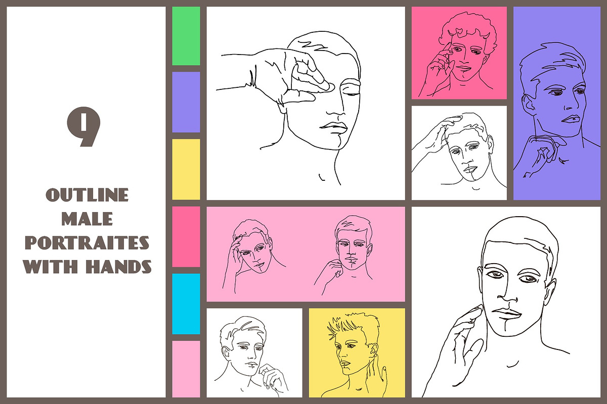 Male Face Line Art Portraits, a Person Illustration by statica (Photo 3 of 11)