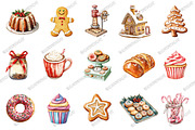 Watercolor Christmas Baking Clipart, an Illustration by designcity5 (Thumbnail 2 of 5)