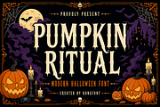 Pumpkin Ritual - Modern Halloween, a Blackletter Font by overlaytemplates (Thumbnail 1 of 5)