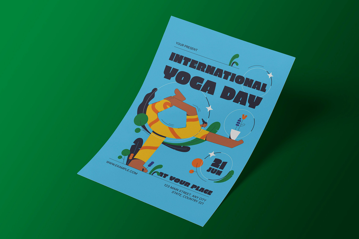 Retro International Yoga Day Flyer, a Flyer Template by Neermana (Photo 2 of 4)