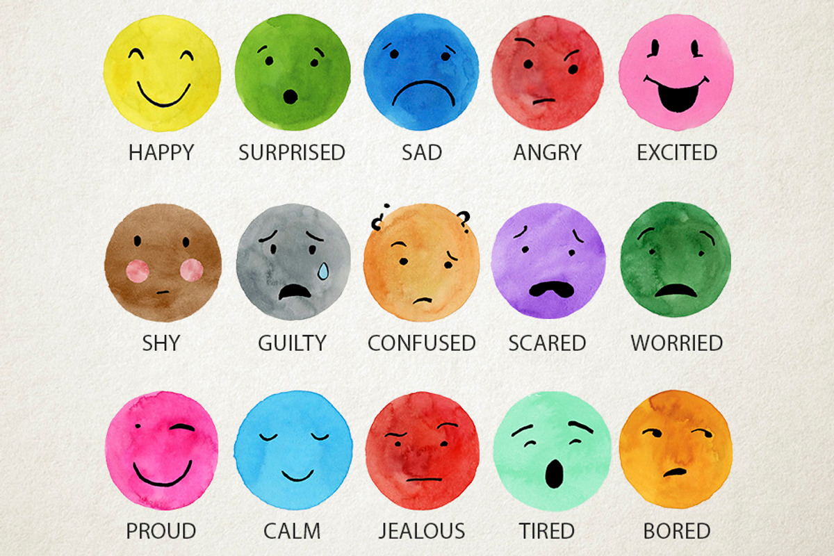 Watercolor Emotions Clipart, Emojis, an Object Graphic by Paulaparaula (Photo 2 of 3)