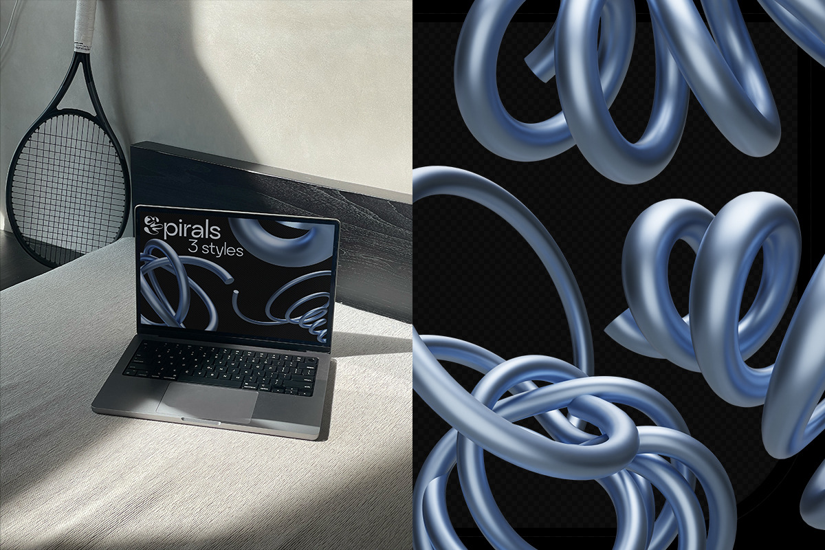 3D Chrome Spirals - Shapes & Object, an Object Graphic by saintricchi (Photo 4 of 7)