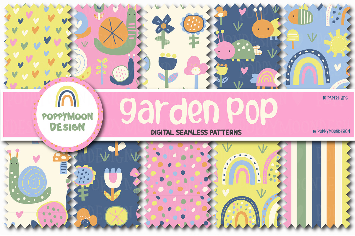 Garden pop clipart & paper set, a Seasonal Illustration by Poppymoondesign (Photo 2 of 5)