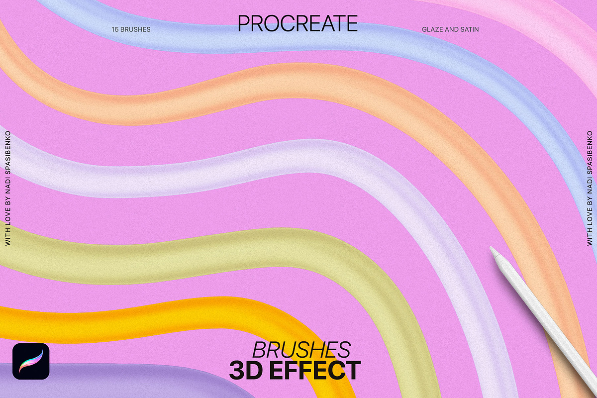 3D effect Procreate Brushes, a Brush Add-On by Spasibenko Art
