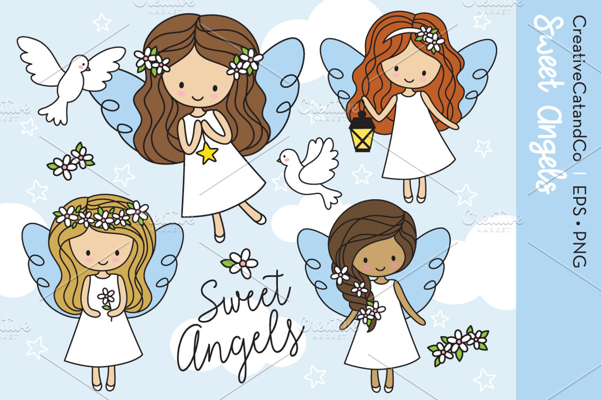 Angels Vector Illustration PNG, a Person Illustration by CreativeCatandCo