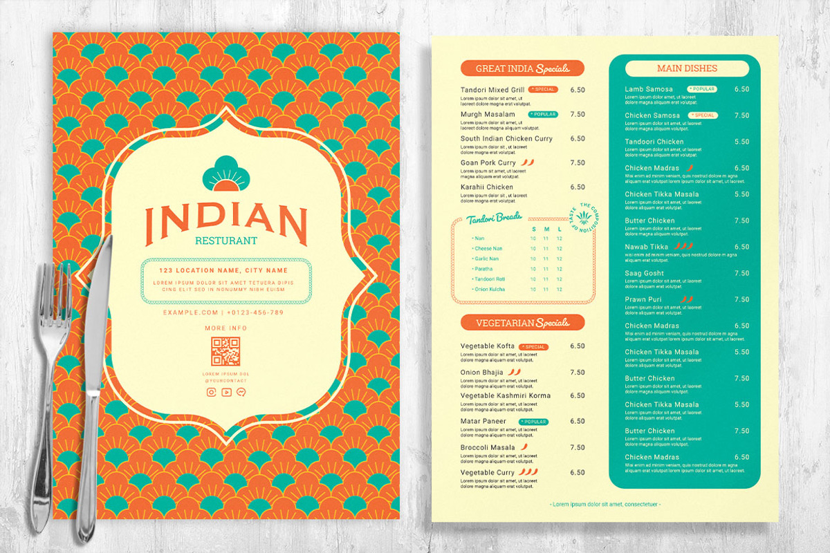 Indian Restaurant Menu Template, a Flyer Template by BrandPacks (Photo 2 of 5)