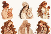 Boho Mothers Day Clipart Bundle, a Person Illustration by BusyDaydesign (Thumbnail 2 of 8)