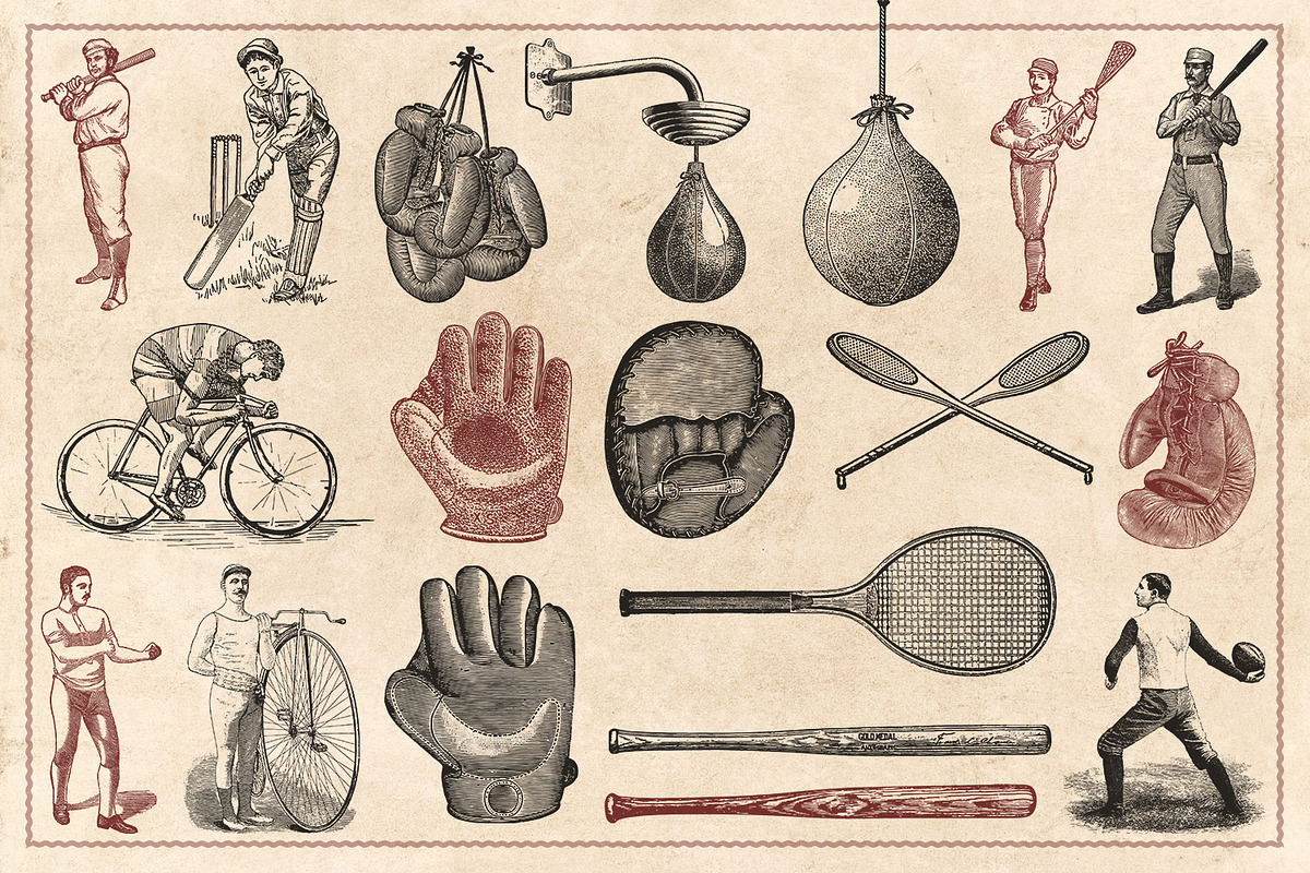 42 Vintage Sports Illustrations, a Sport Illustration by Brigantine Designs (Photo 3 of 5)
