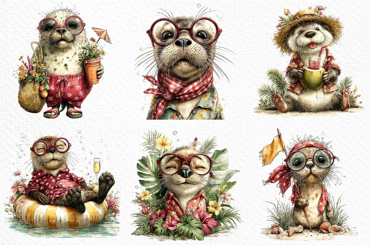 Summer Seal Clipart PNG, an Illustration by Craft Nest (Photo 2 of 11)
