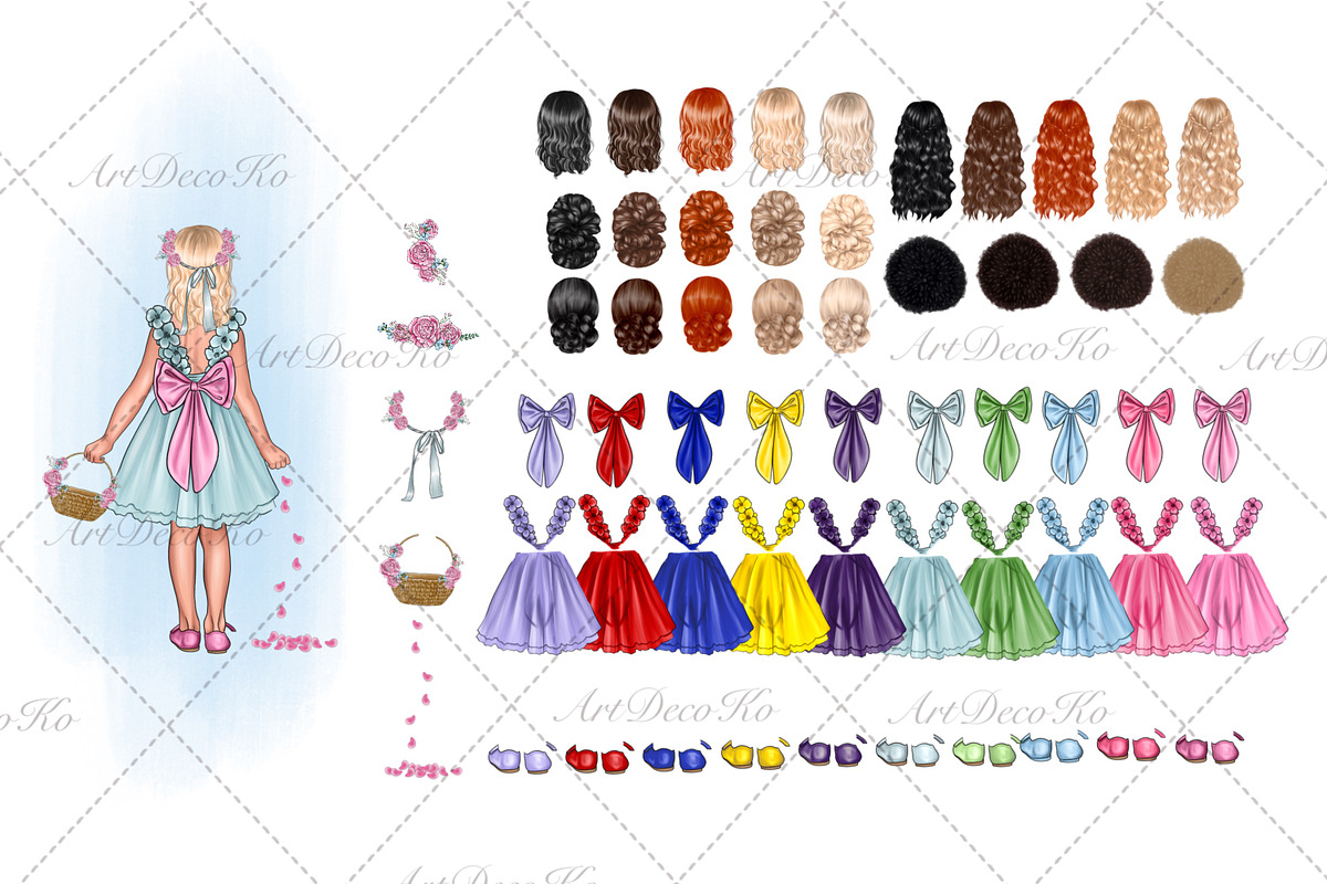 Flower Girl DIY Clipart, a Person Illustration by DekoArt (Photo 6 of 6)