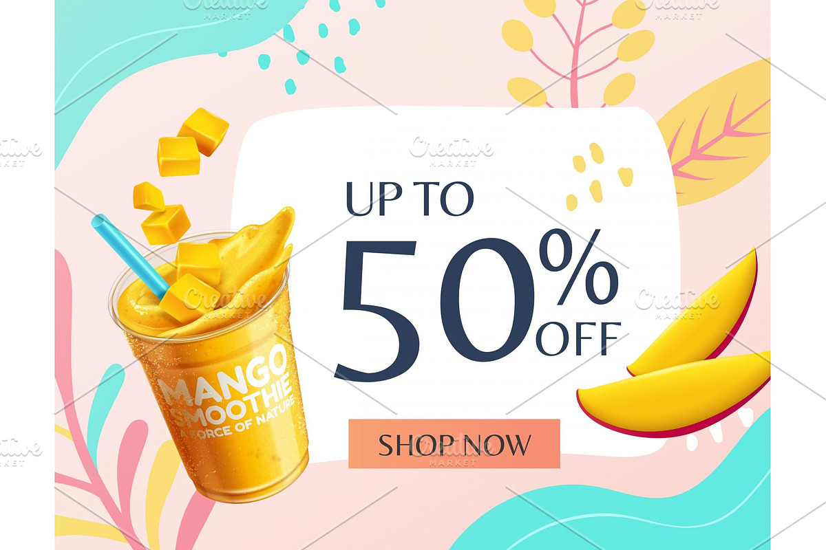 Mango Smoothie Sale Poster Template, a Social Media Template by TotallypicRF