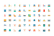 100 Furniture Colored Icons, a Solid Icon by Creative Stall (Thumbnail 2 of 2)