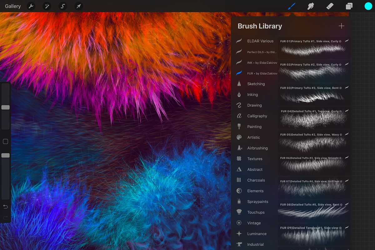 28 Realistic FUR Procreate Brushes, a Brush Add-On by Eldar Zakirov's (Photo 10 of 10)