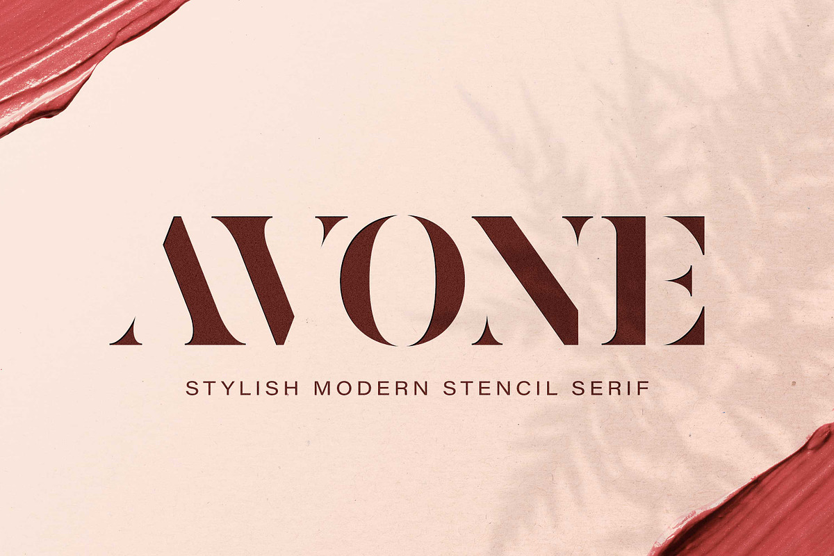 Sale! AVONE - Modern Stencil Serif, a Serif Font by Almarkhatype (Photo 1 of 10)