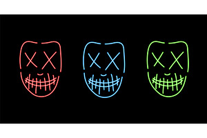 Neon zombie mask set. Creepy green, an Illustration by skripnikbb