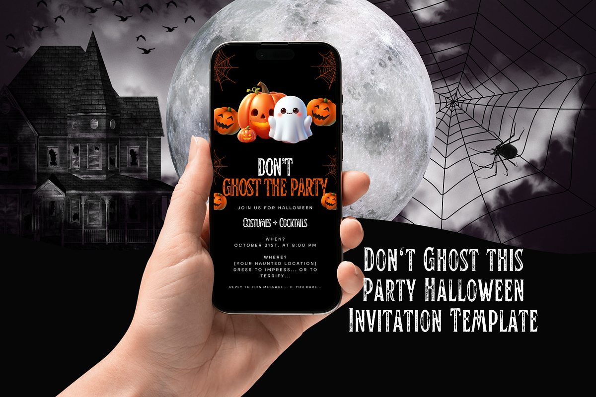 Party Halloween Invitation Template, a Social Media Template by Modernastic - Canva (Photo 3 of 3)