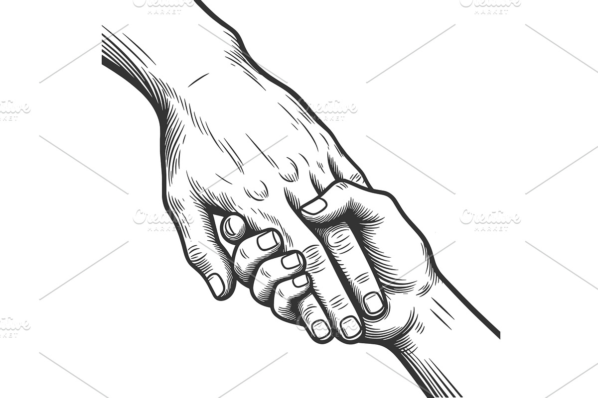 Parent and Child Holding Hands, a Person Illustration by AlexArt