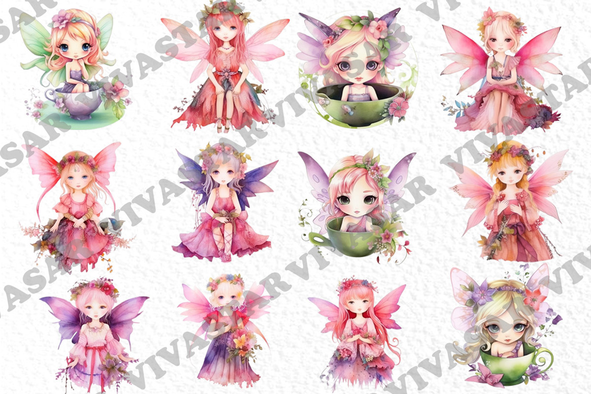 Cute Little Fairy Clipart,Fairies, an Illustration by vivastarkids (Photo 2 of 4)