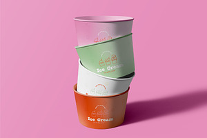 3d Stack Of Ice Cream Cup Mockup