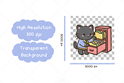 Kawaii black cat office life clipart, an Animal Illustration by Blumensdiary (Thumbnail 3 of 6)