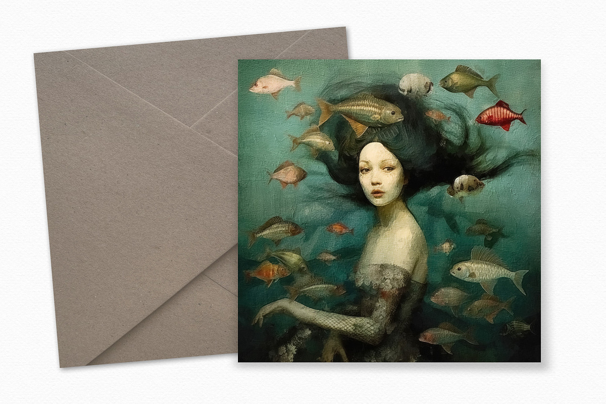 Surreal Mermaids Digital Paintings, a Texture Graphic by rileyBgraphics (Photo 4 of 8)