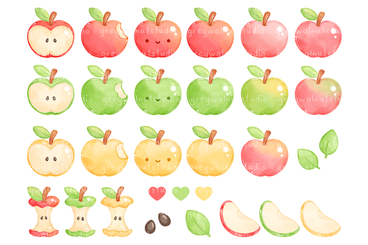 Apples Clipart, an Education Illustration by greywalnutstudio (Photo 2 of 4)