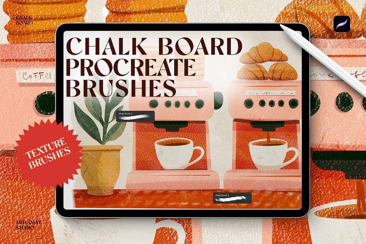 Chalk Board Procreate Brushes, a Brush Add-On by Spasibenko Art (Photo 3 of 11)