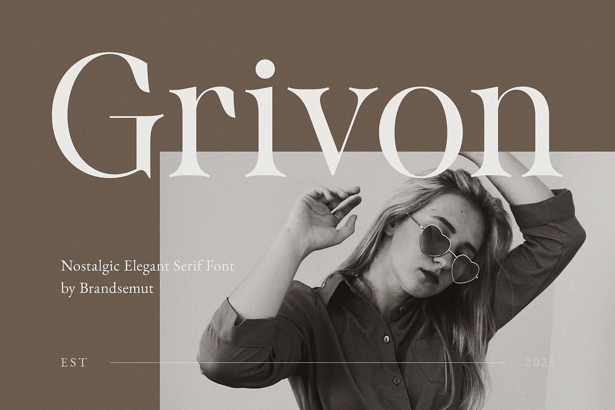 Grivon – Nostalgic Elegant Serif, a Serif Font by BrandSemut (Photo 1 of 8)