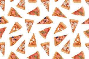 Pizza Seamless Patterns Set