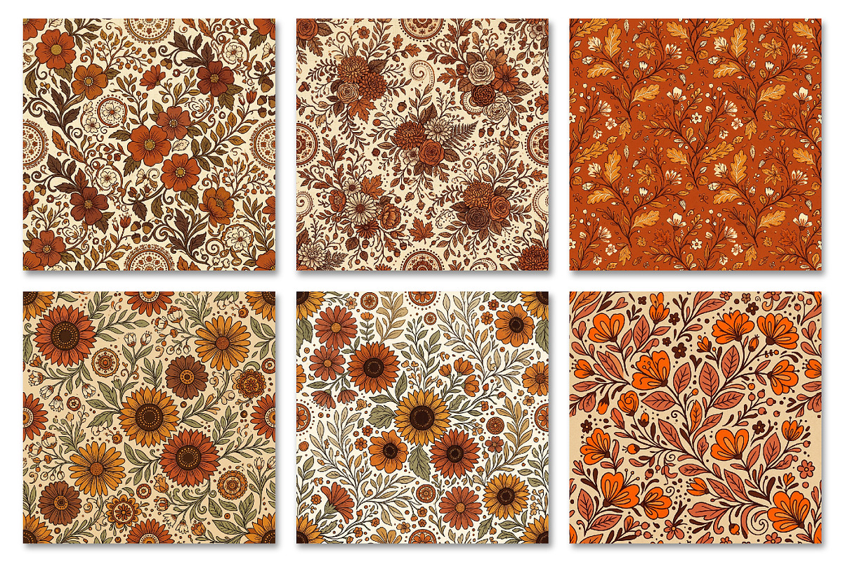 Autumn Floral Digital Paper, a Texture Graphic by Dream Creation (Photo 3 of 7)