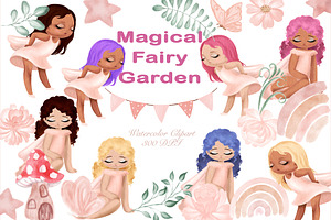 Magical Fairy Garden Clipart Set, an Education Illustration by HabitusDesigns