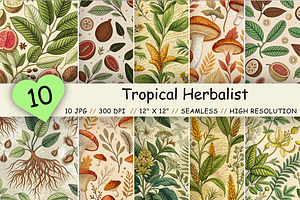Tropical Herbalist Seamless Pattern, a Pattern Graphic by FloridPrintables