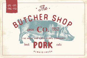 Butcher Shop Pork Logo Template