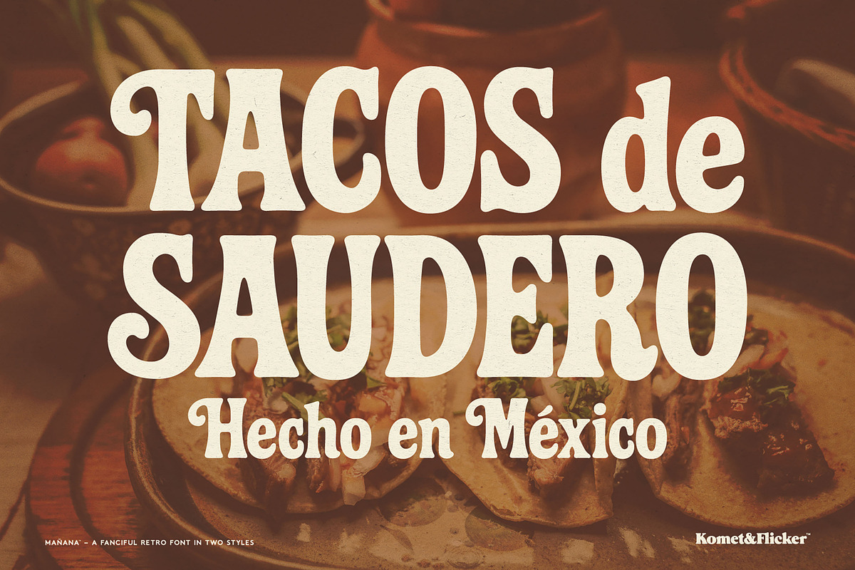 Mañana – A Fanciful Retro Font, a Serif Font by Komet & Flicker (Photo 2 of 15)