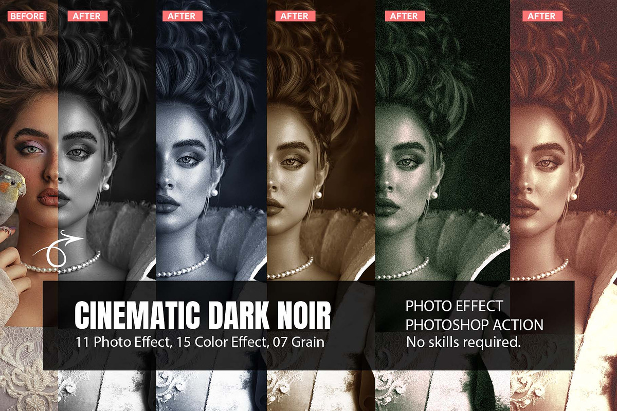 Cinematic Dark Noir Photoshop Action, an Action Add-On by MRI STUDIO (Photo 1 of 13)