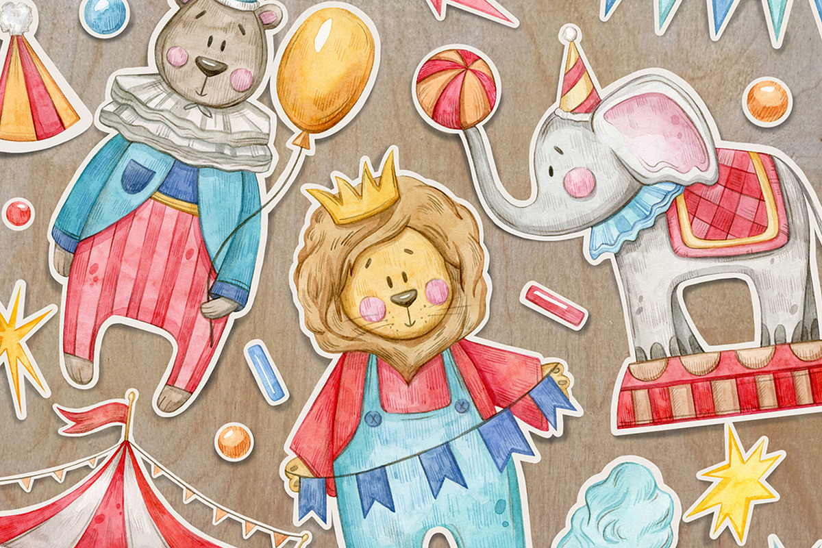 Watercolor Circus Collection, an Animal Illustration by Aquarellka (Photo 7 of 10)