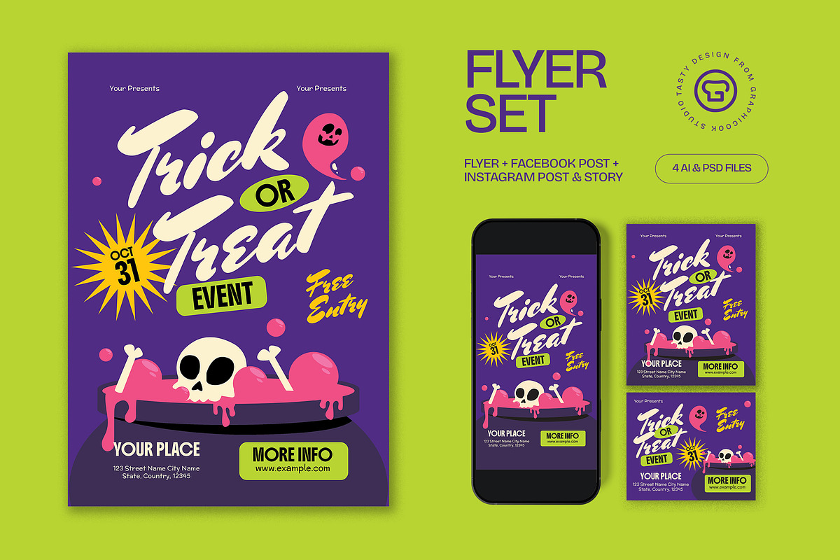 Trick Or Treat Event Flyer, a Flyer Template by graphicook (Photo 1 of 3)