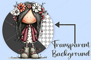 Watercolor Girls with Flowers PNG, a Seasonal Illustration by Canvas Craft (Thumbnail 2 of 7)