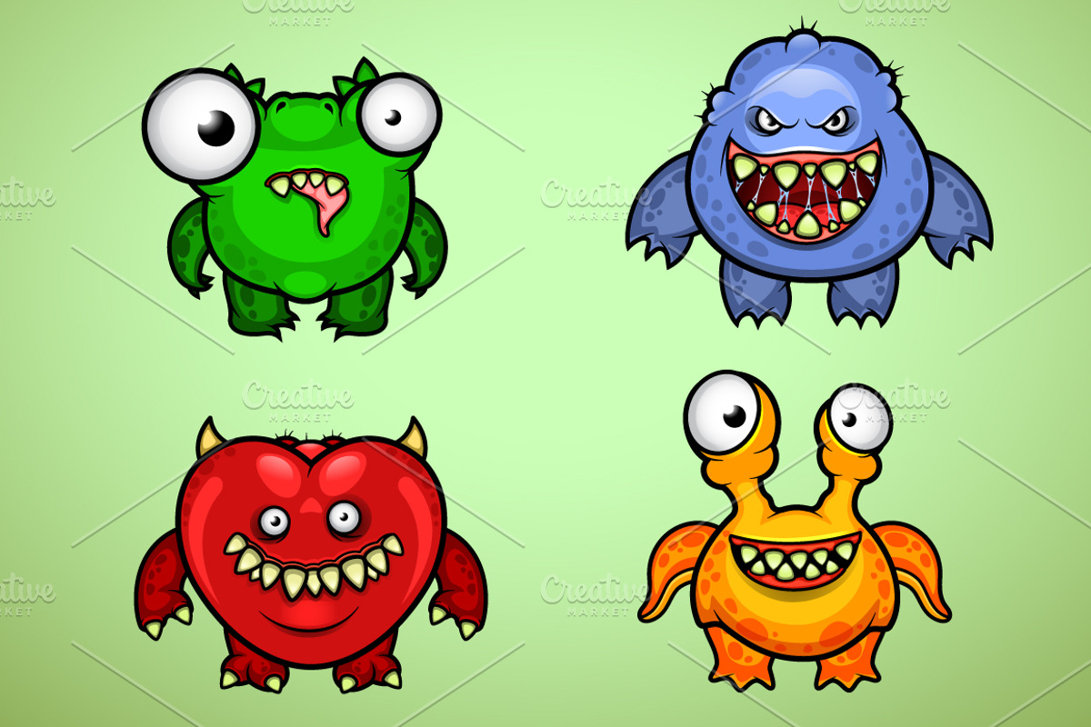 Set of Four Funny Monsters, an Illustration by yuanden graphics (Photo 3 of 5)